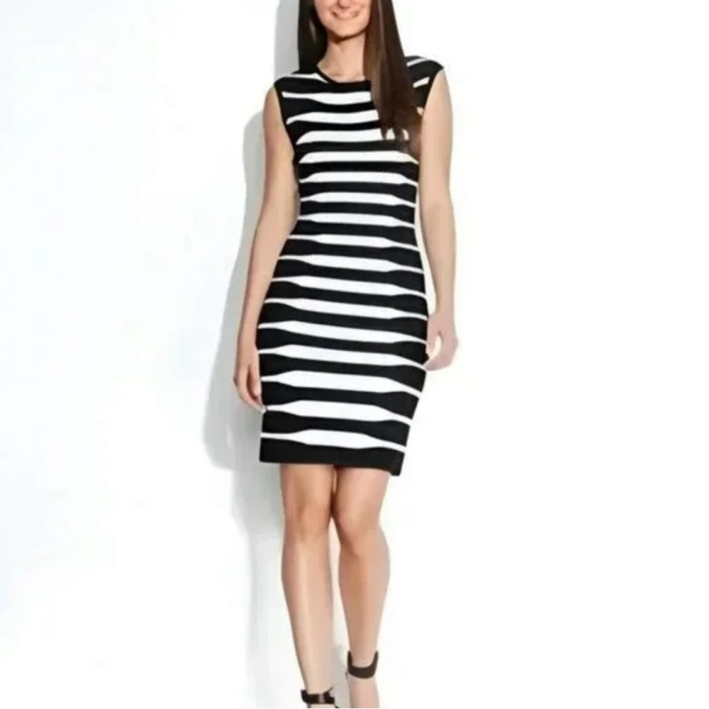 Calvin Klein Cap-Sleeve Striped Sweater Dress Size XL EUC!